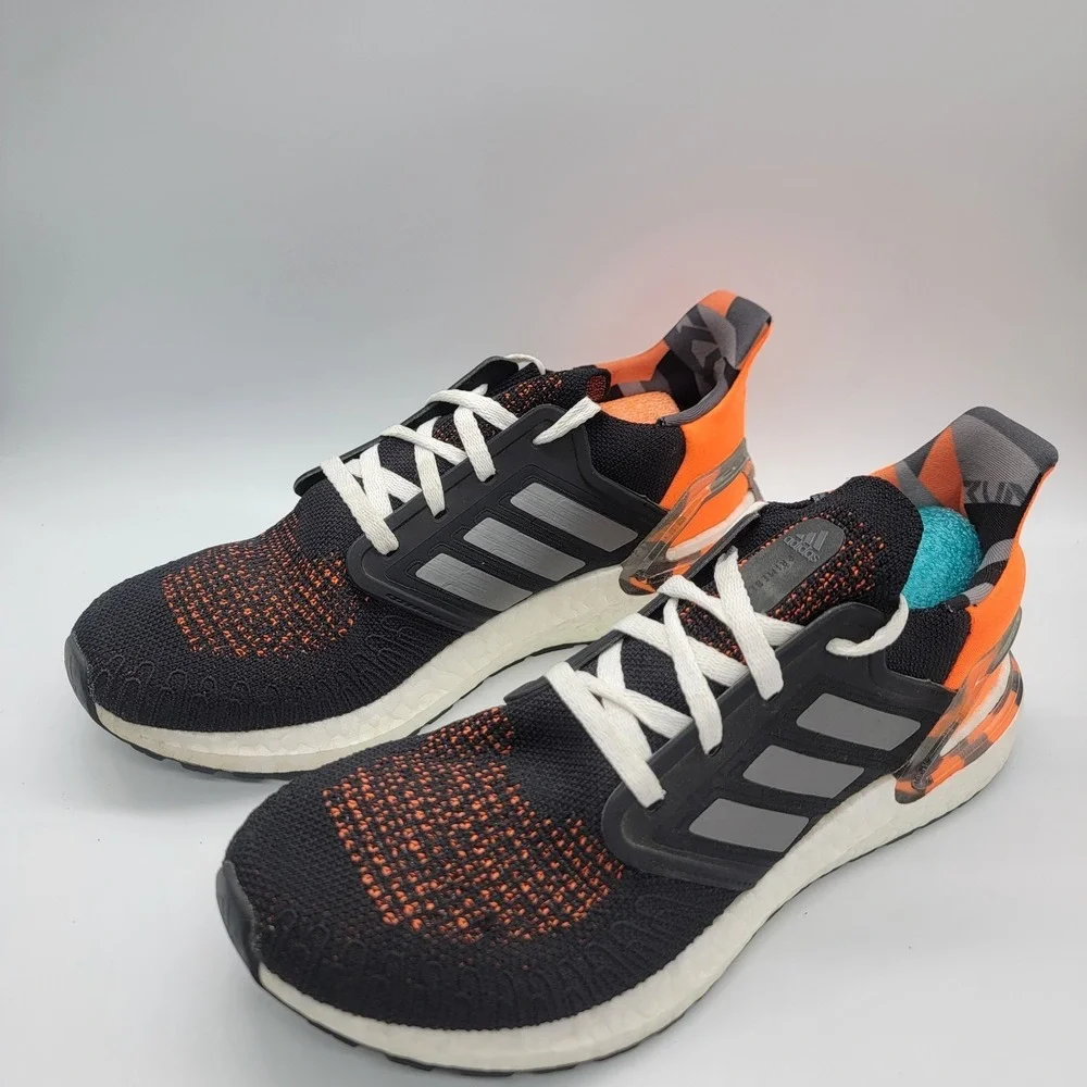 Size 8.5 - Adidas UltraBoost 20 Black Signal Orange Camo